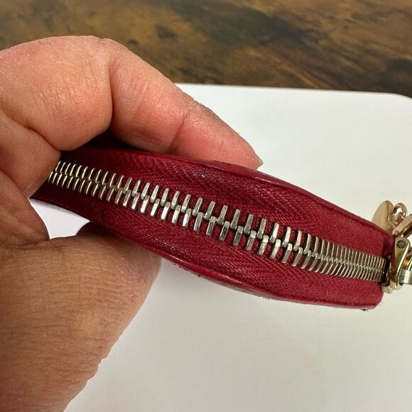 Prada Saffiano Leather Zip Around Coin Purse Wallet Red - Picture 8 of 16